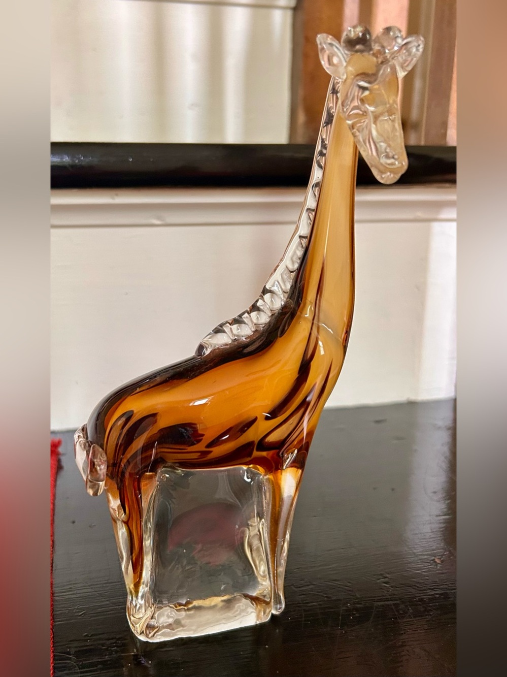 Amber Glass Giraffe Sculpture - Handblown Decorative Accent Murano? Paperweight